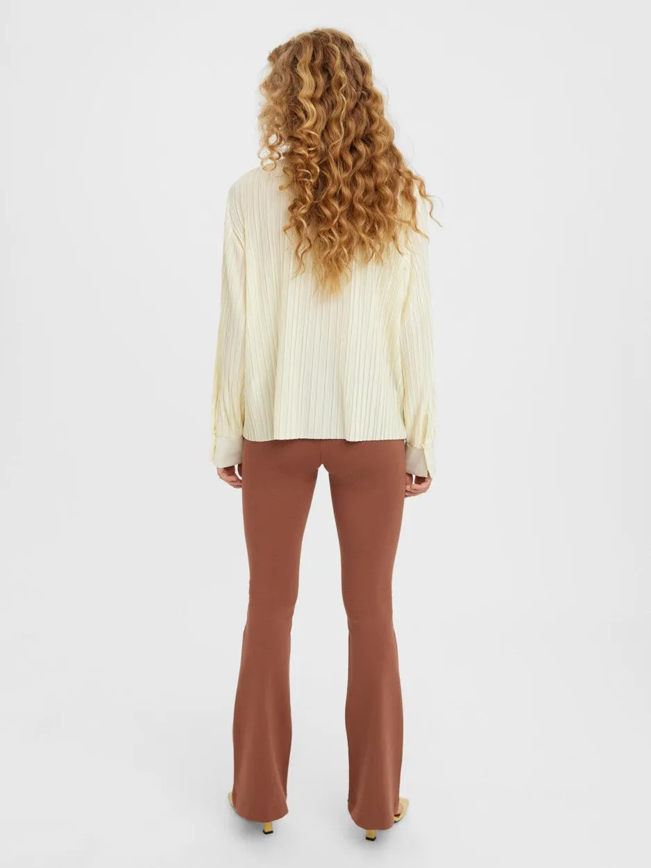 Vmsutton Ls Pleated Shirt - Ecru