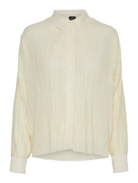 Vmsutton Ls Pleated Shirt - Ecru
