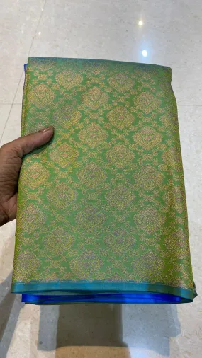 Western green soft silk saree with blouse