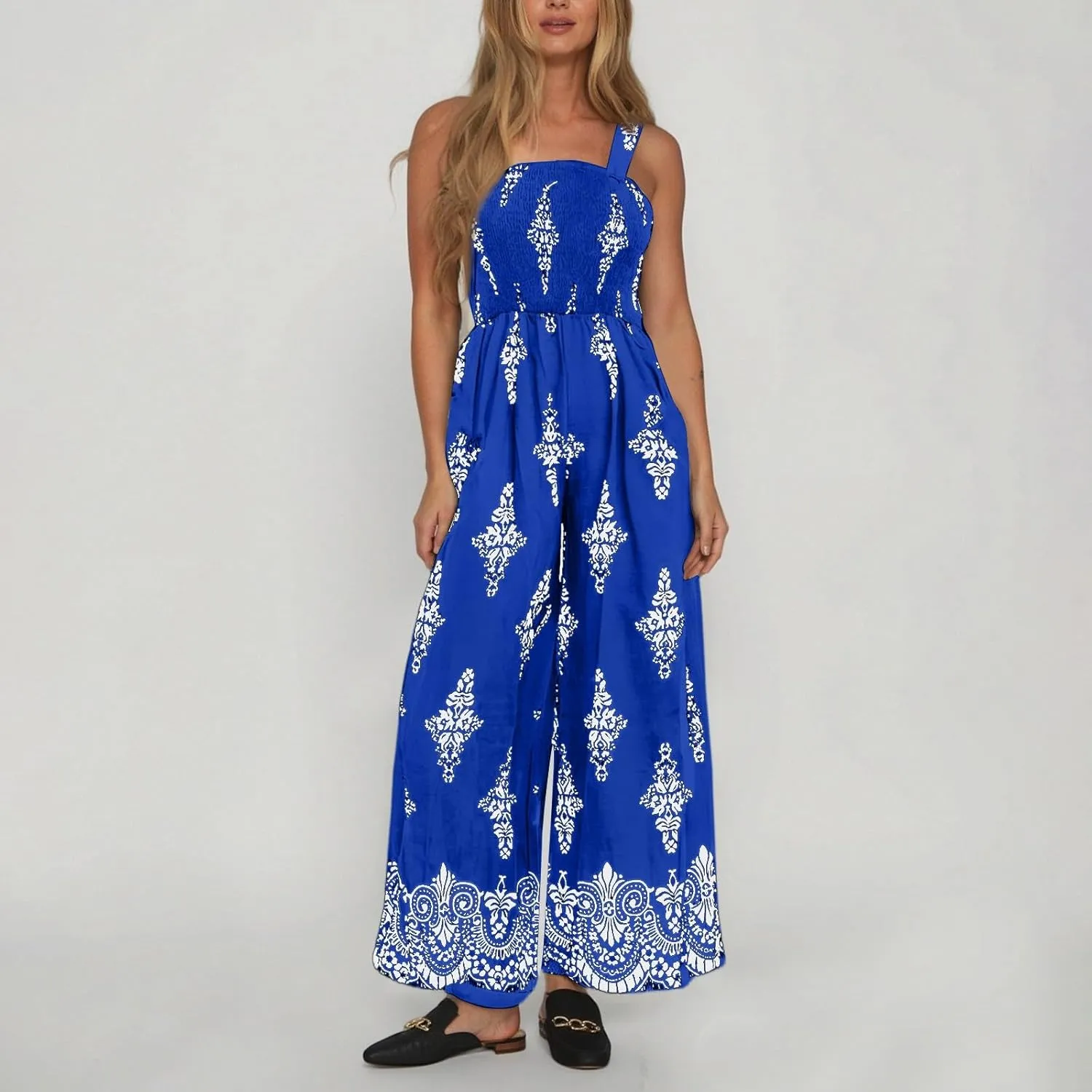 Wide Leg Jumpsuit Women Summer 2025 Rompers & Overalls Floral Comfy Short Sleeve Resort Wear Retro Jumpsuits