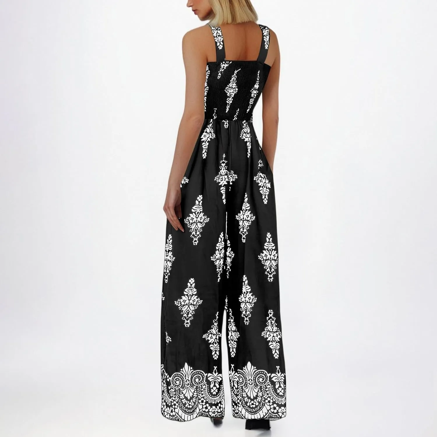 Wide Leg Jumpsuit Women Summer 2025 Rompers & Overalls Floral Comfy Short Sleeve Resort Wear Retro Jumpsuits