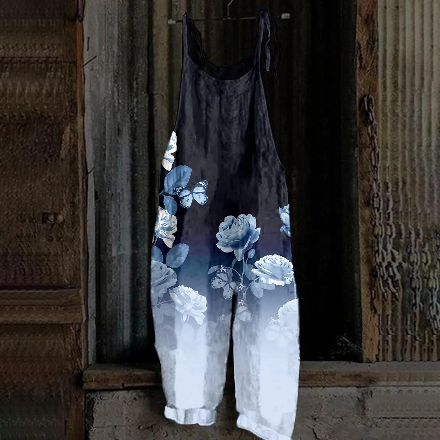 Women's Casual Loose Jumpsuits Harem Long Pants Romper Floral Print Overalls Summer Trendy Outfits for Women