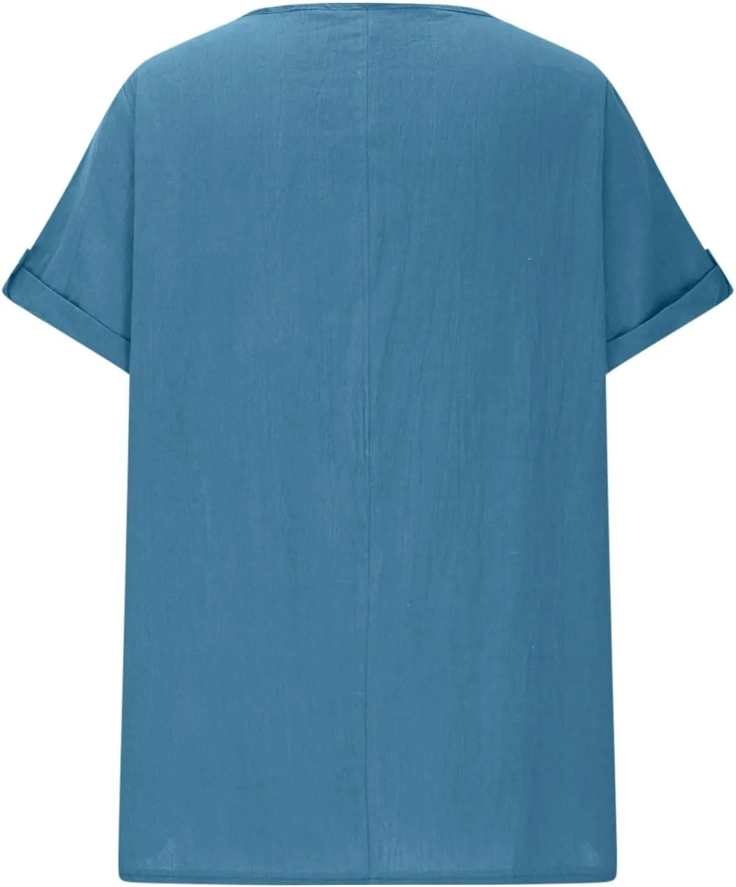 Women's Cotton Linen T Shirts Summer Crew Neck Rolled Short Sleeve Blouses Casual Loose Solid Basic Tunics Tee Tops