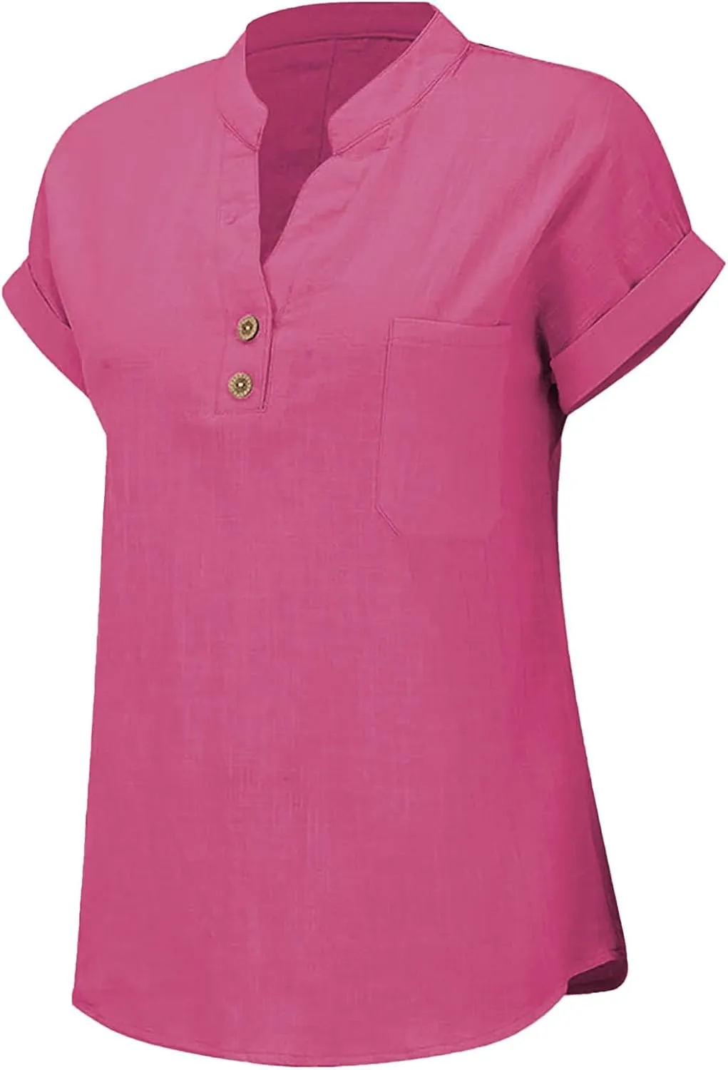 Womens Linen Tops Summer Casual Button Down V Neck Tops Short Sleeve Cotton Blouses Casual Vacation Clothes Outfits