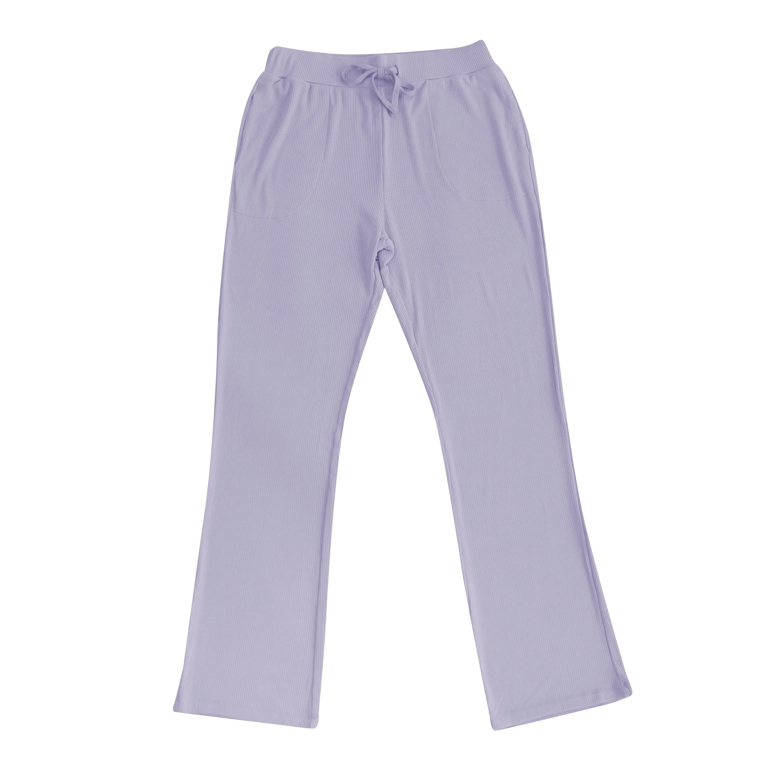 Women's Ribbed High Waisted Wide Leg Pant in Taro