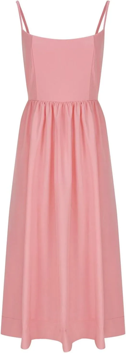 Womens Smocked Maxi Dresses Spaghetti Strap Square Neck Swing A Line Dress 2025 Summer Chic Flowy Beach Sexy Sundress