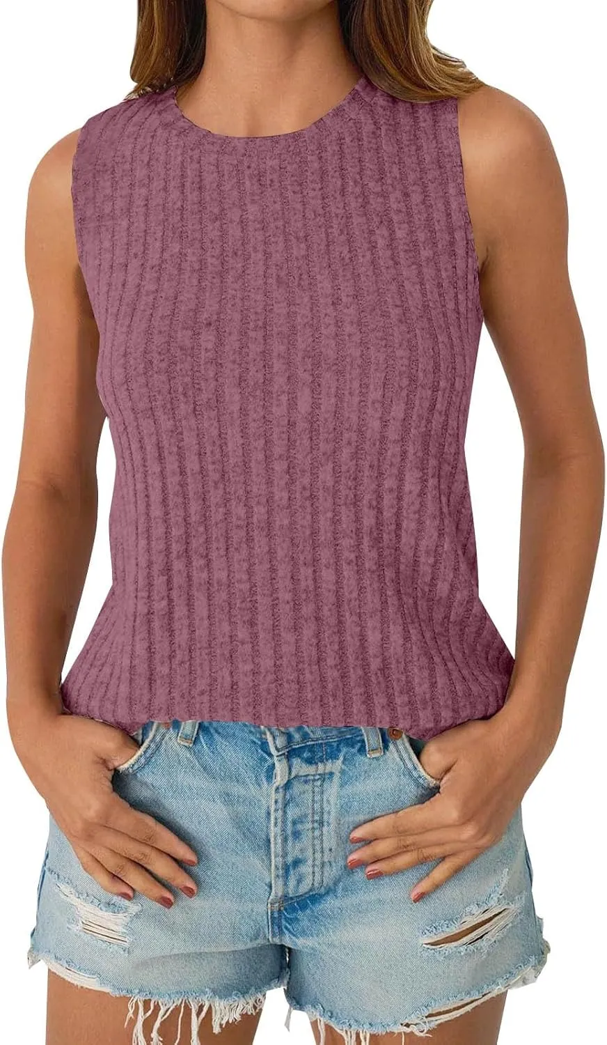 Womens Tank Tops Sleeveless Tunic Shirts Summer Fashion Basic Soft Clothes 2025 Casual Trendy Vacation Spring Outfits
