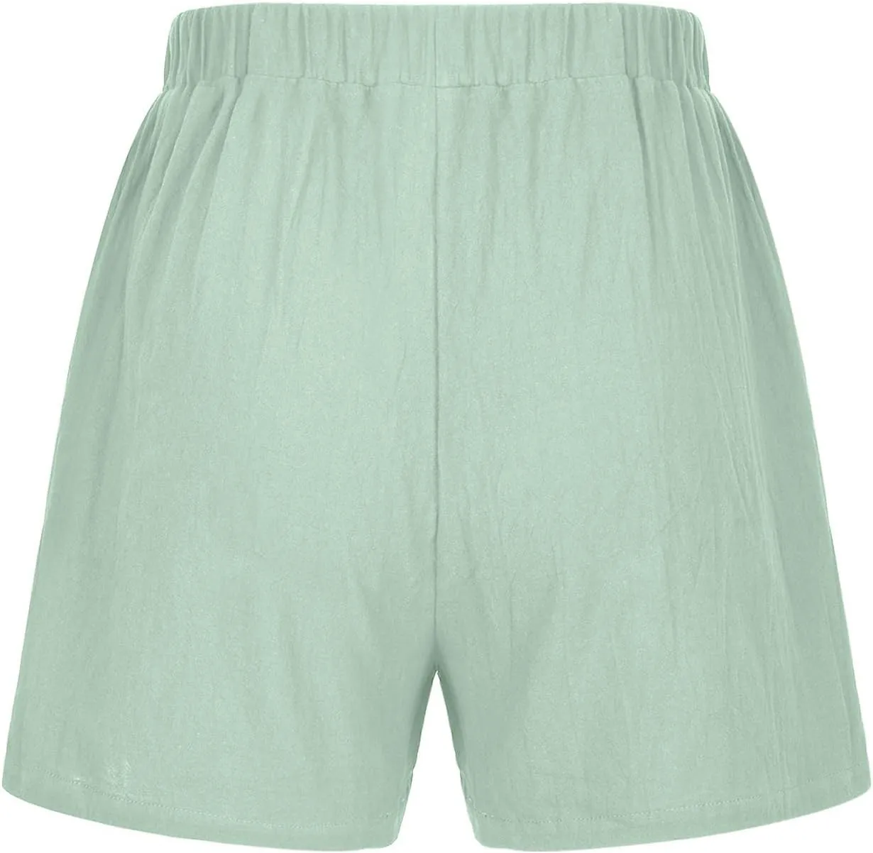 Womens Workout Shorts Linen Drawstring Short Trousers Breathable Elastic Waisted Short Pants Solid Casual Shorts