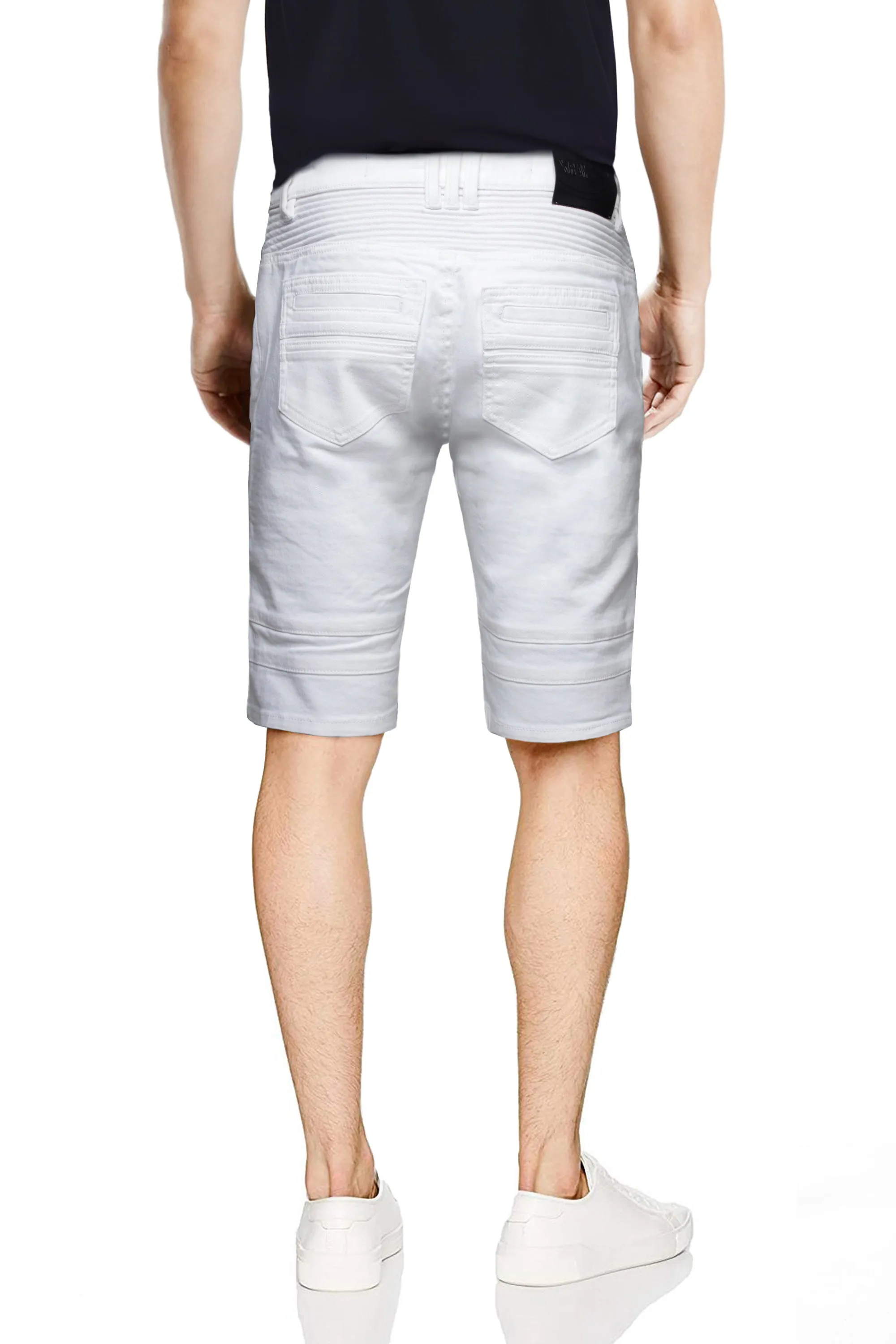 X RAY Men's 12.5" Moto Detail ripped Denim Shorts