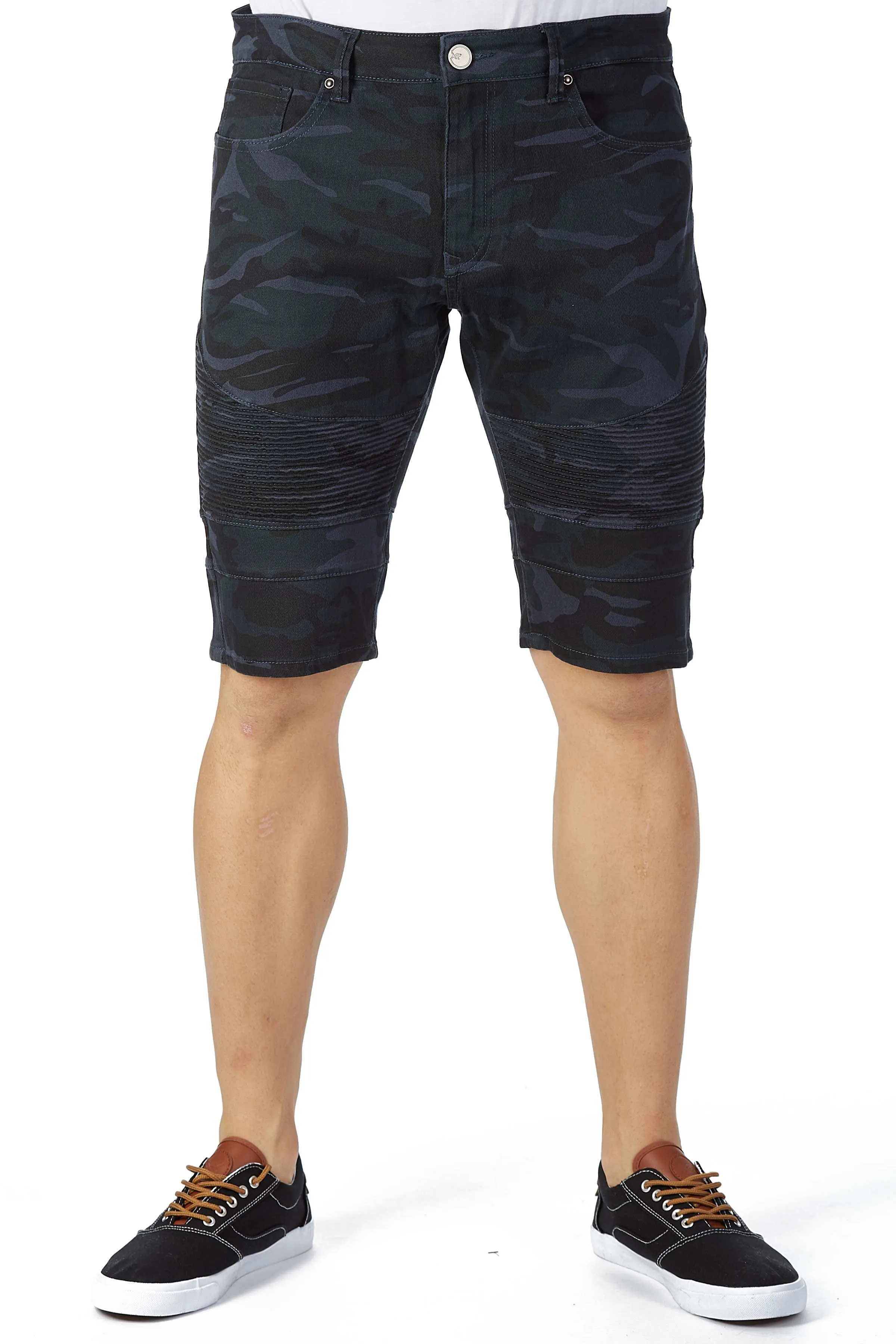X RAY Men's 12.5" Moto Detail ripped Denim Shorts