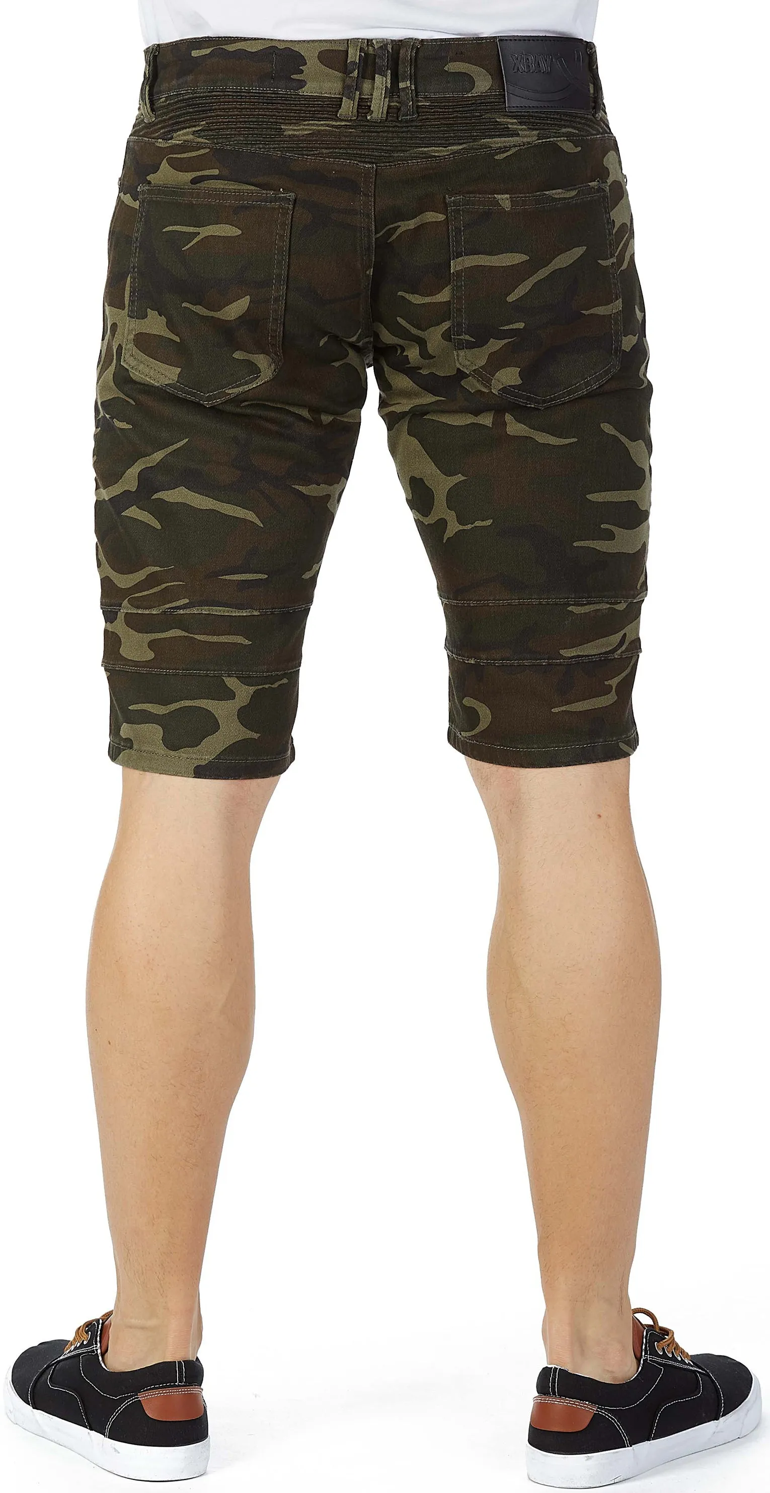 X RAY Men's 12.5" Moto Detail ripped Denim Shorts