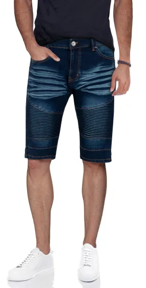 X RAY Men's 12.5" Moto Detail ripped Denim Shorts