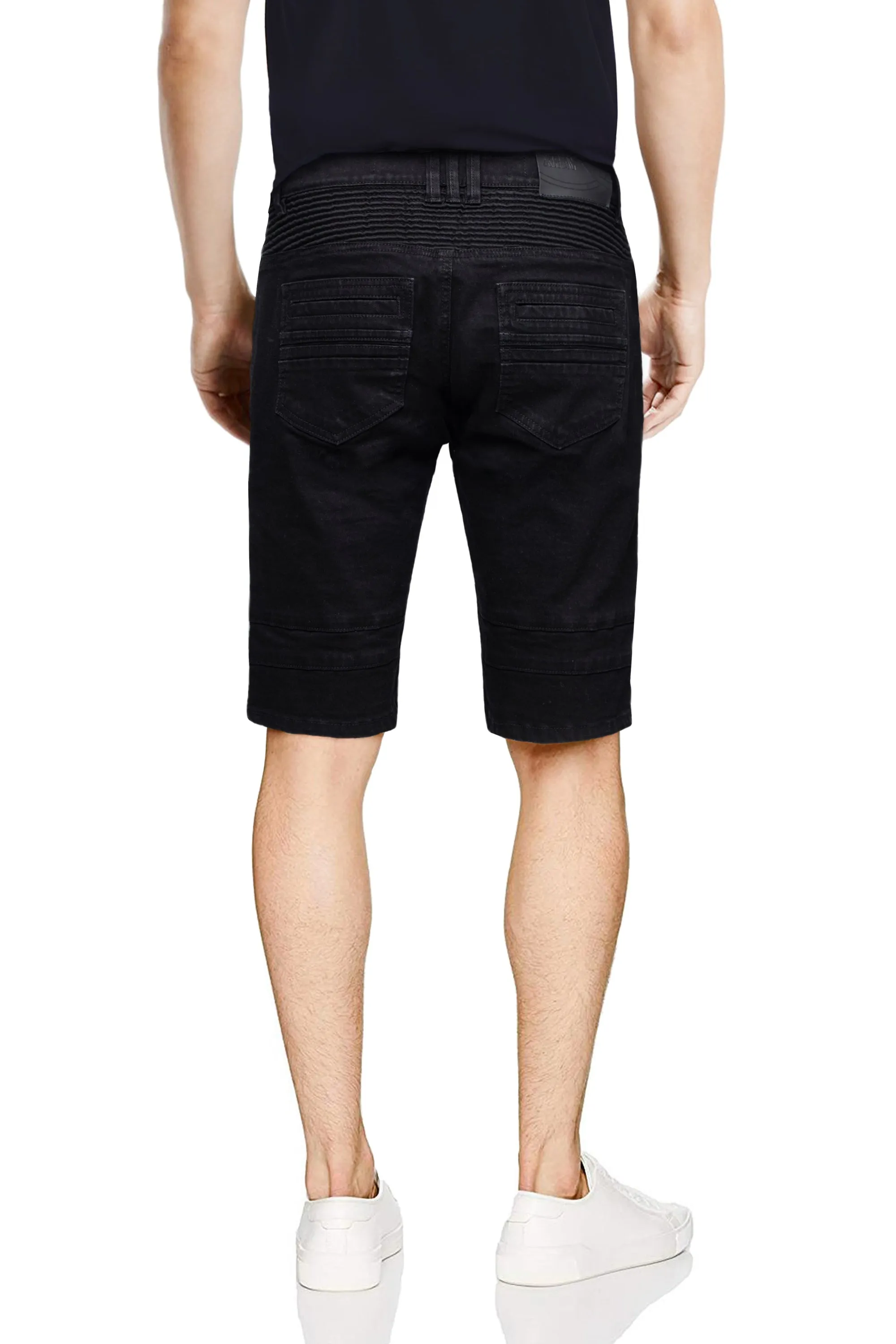 X RAY Men's 12.5" Moto Detail ripped Denim Shorts
