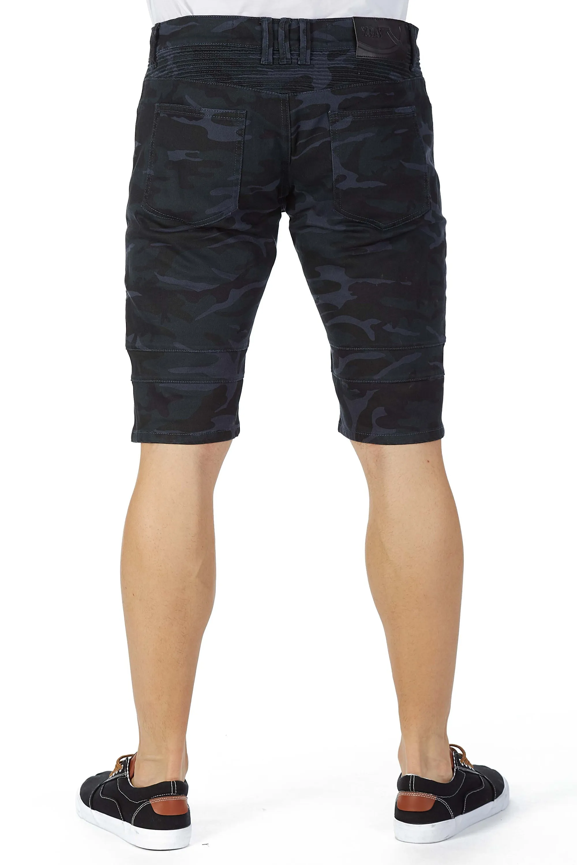 X RAY Men's 12.5" Moto Detail ripped Denim Shorts