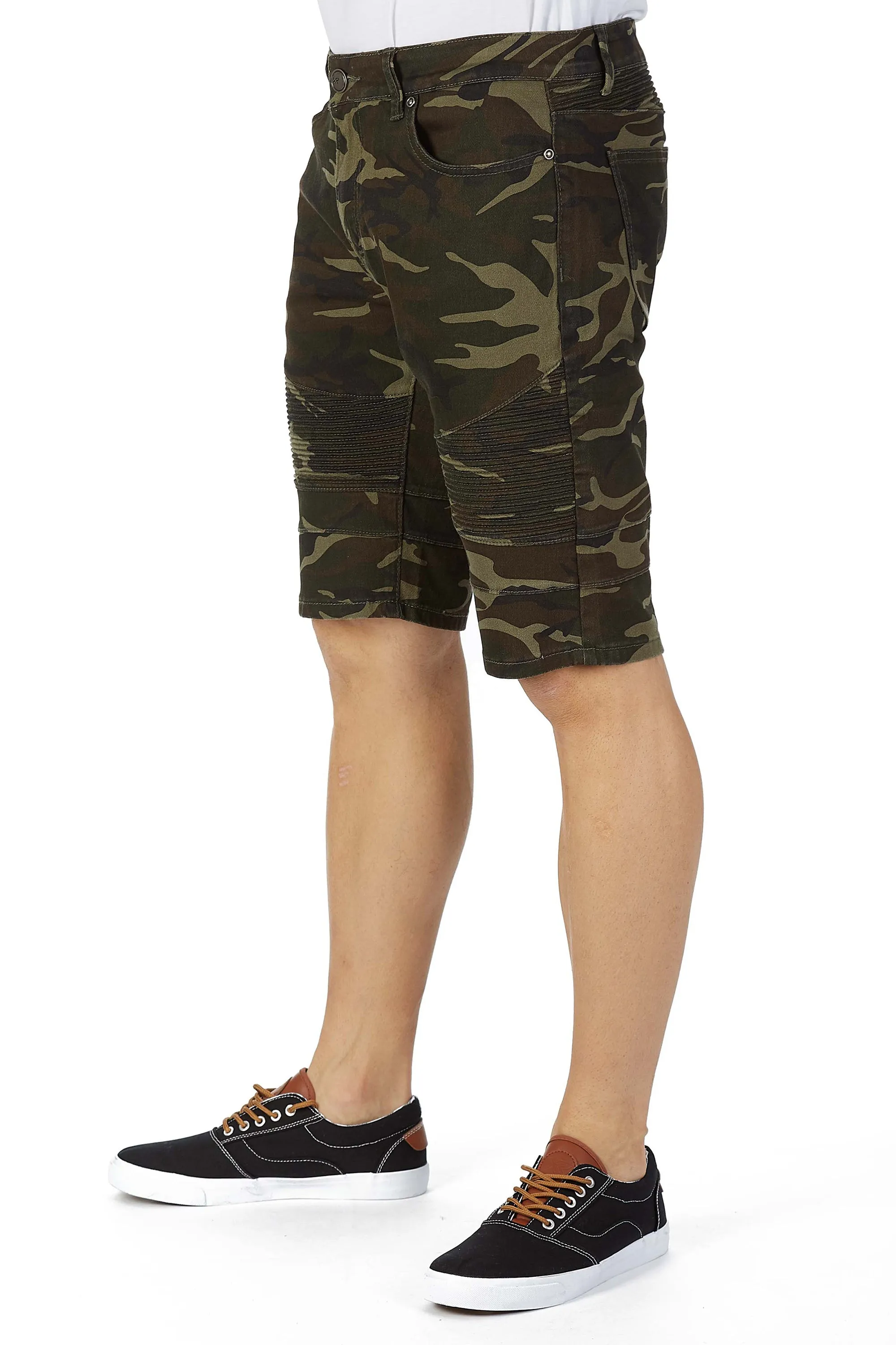 X RAY Men's 12.5" Moto Detail ripped Denim Shorts
