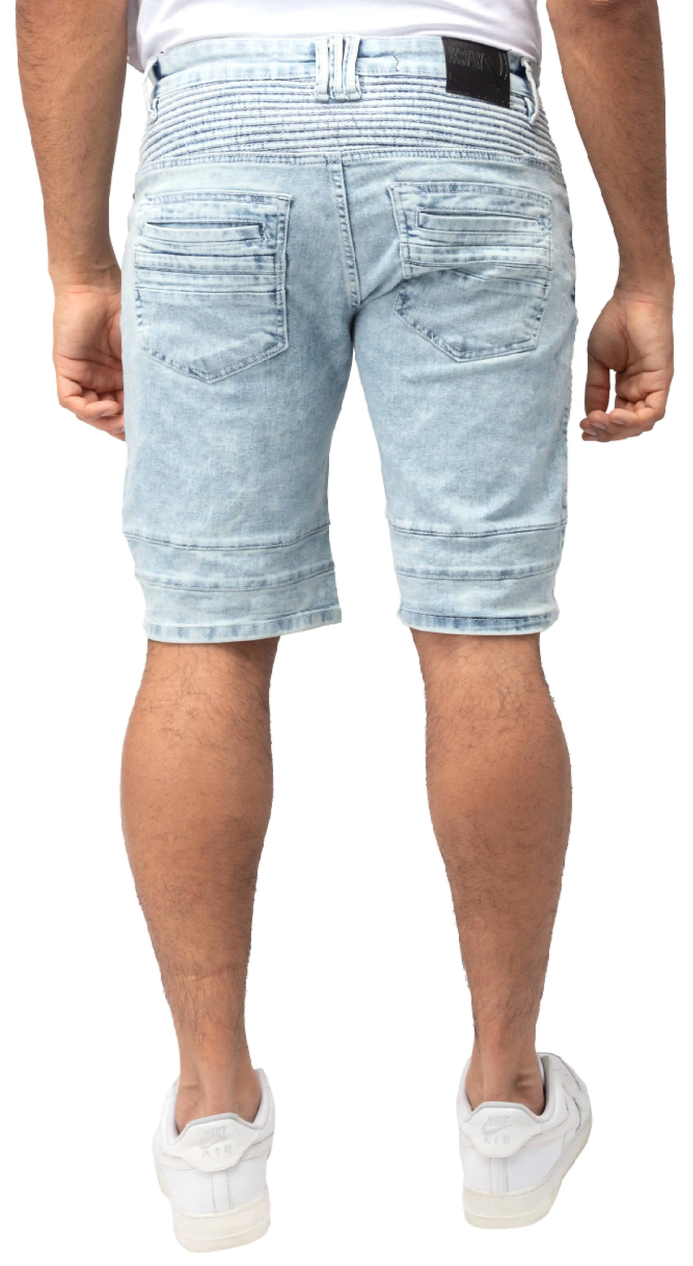 X RAY Men's 12.5" Moto Detail ripped Denim Shorts