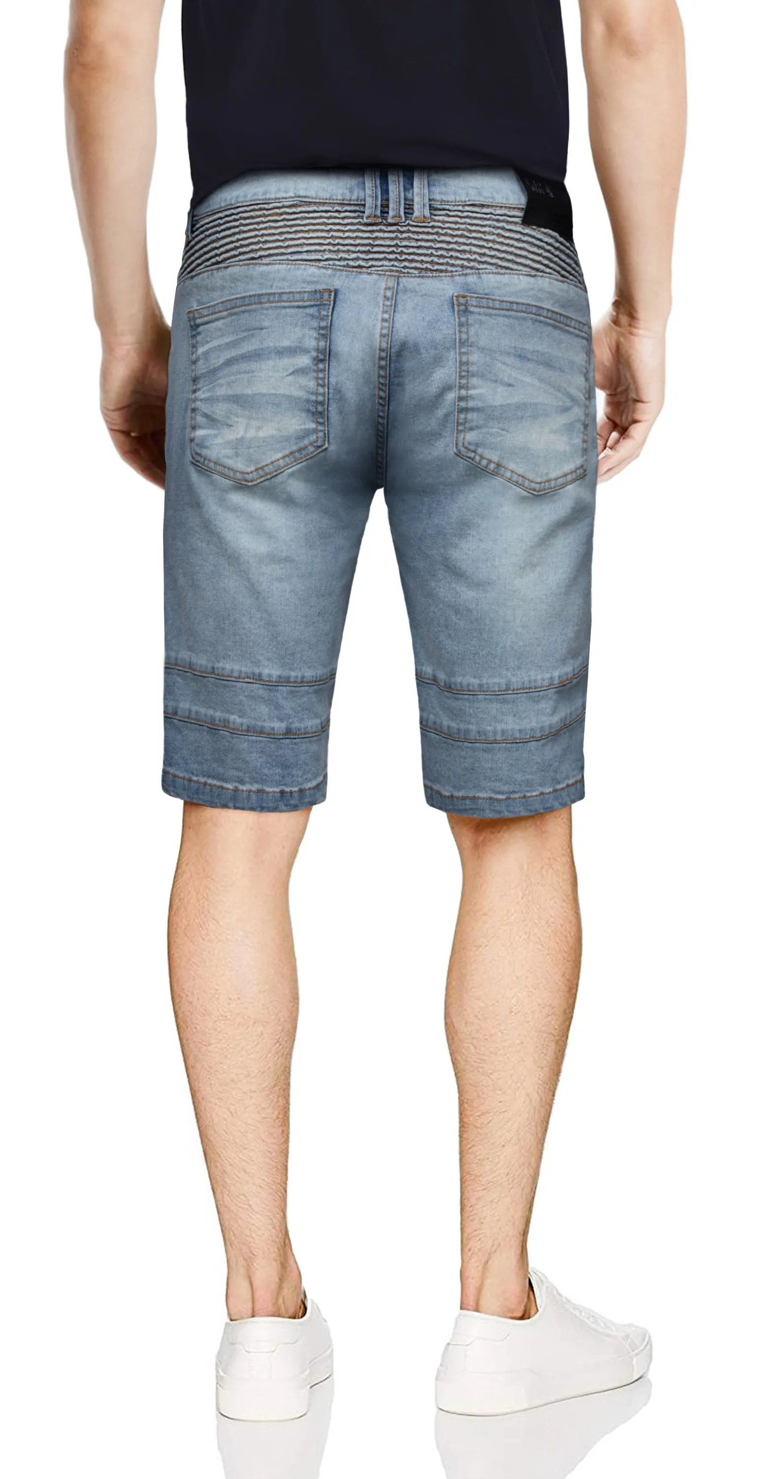 X RAY Men's 12.5" Moto Detail ripped Denim Shorts