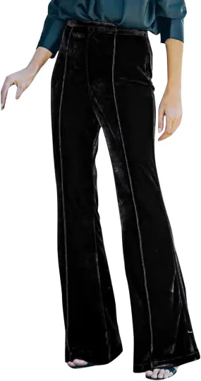 ZYXTIM Womens Classic Cozy Crushed Velvet Flared Bootcut Pants High Waisted Straight Wide Leg Palazzo Lounge Trousers