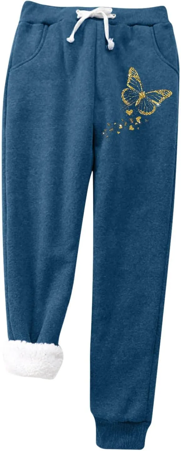 ZYXTIM Womens Sherpa Lined Fleece Sweatpants Drawstring Stretch Cinch Bottom Lounge Trousers Winter Thermal Jogger Pants